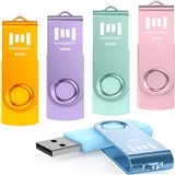 MOSDART 64GB USB Flash Drive 5 Pack, 64 GB Pastel Multicolor Multipack USB2.0 Thumb Drives, Swivel D